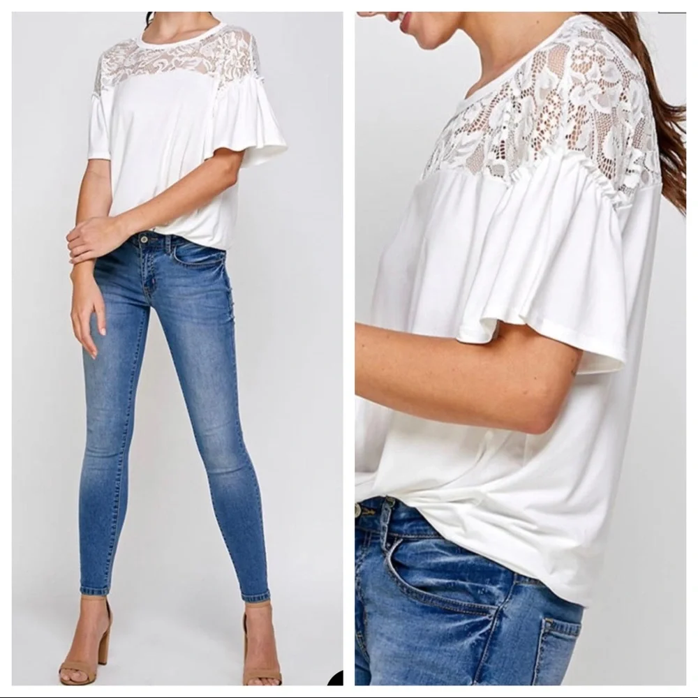 #13 Boho Chic Fabulous Lace Trim Tunic Top - Picture 1 of 5